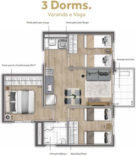 Planta 3 — ClubLine São Judas - Residencial - Fase 1