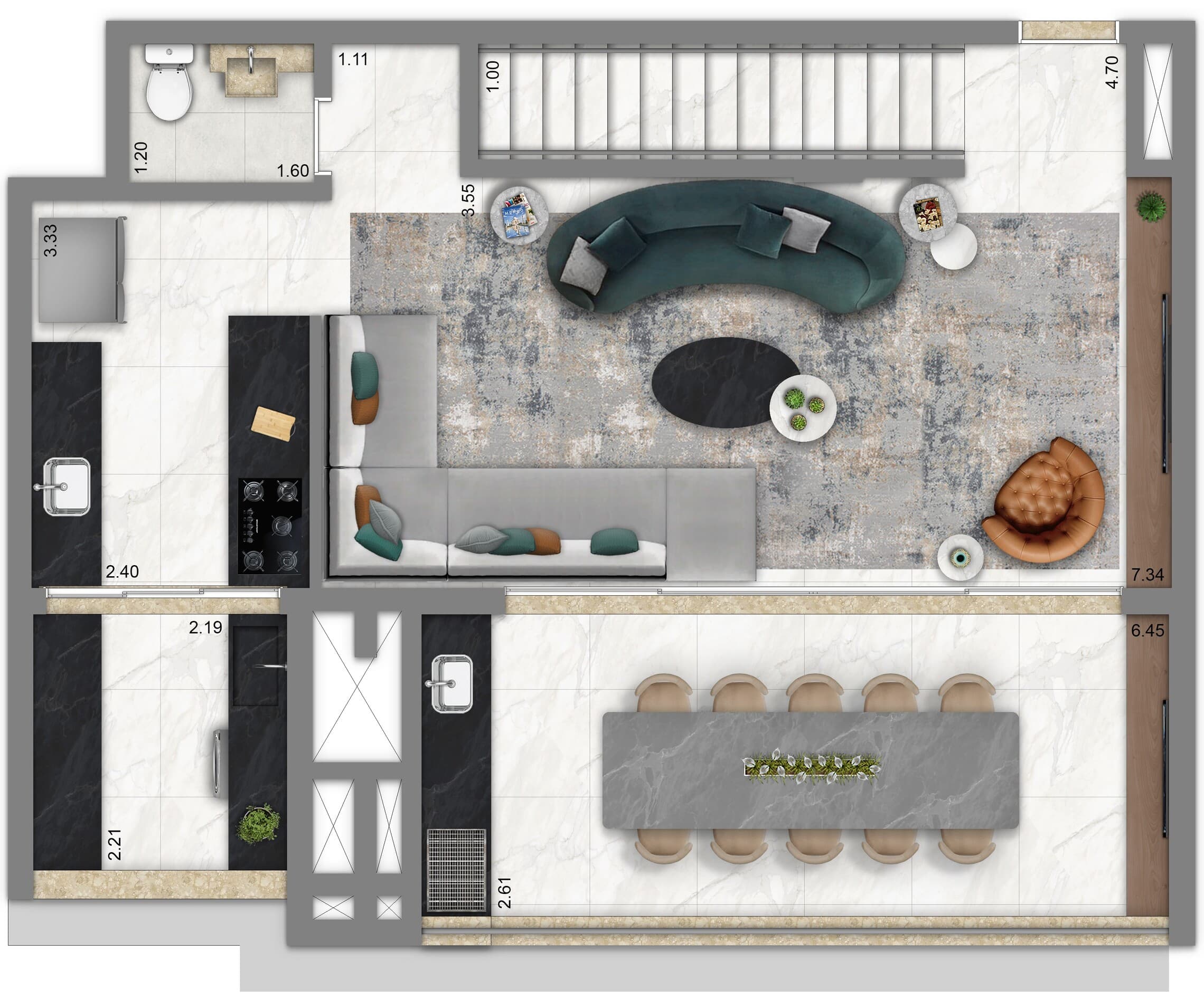 Planta 2 — Living Villaggio Tatuapé Firenze