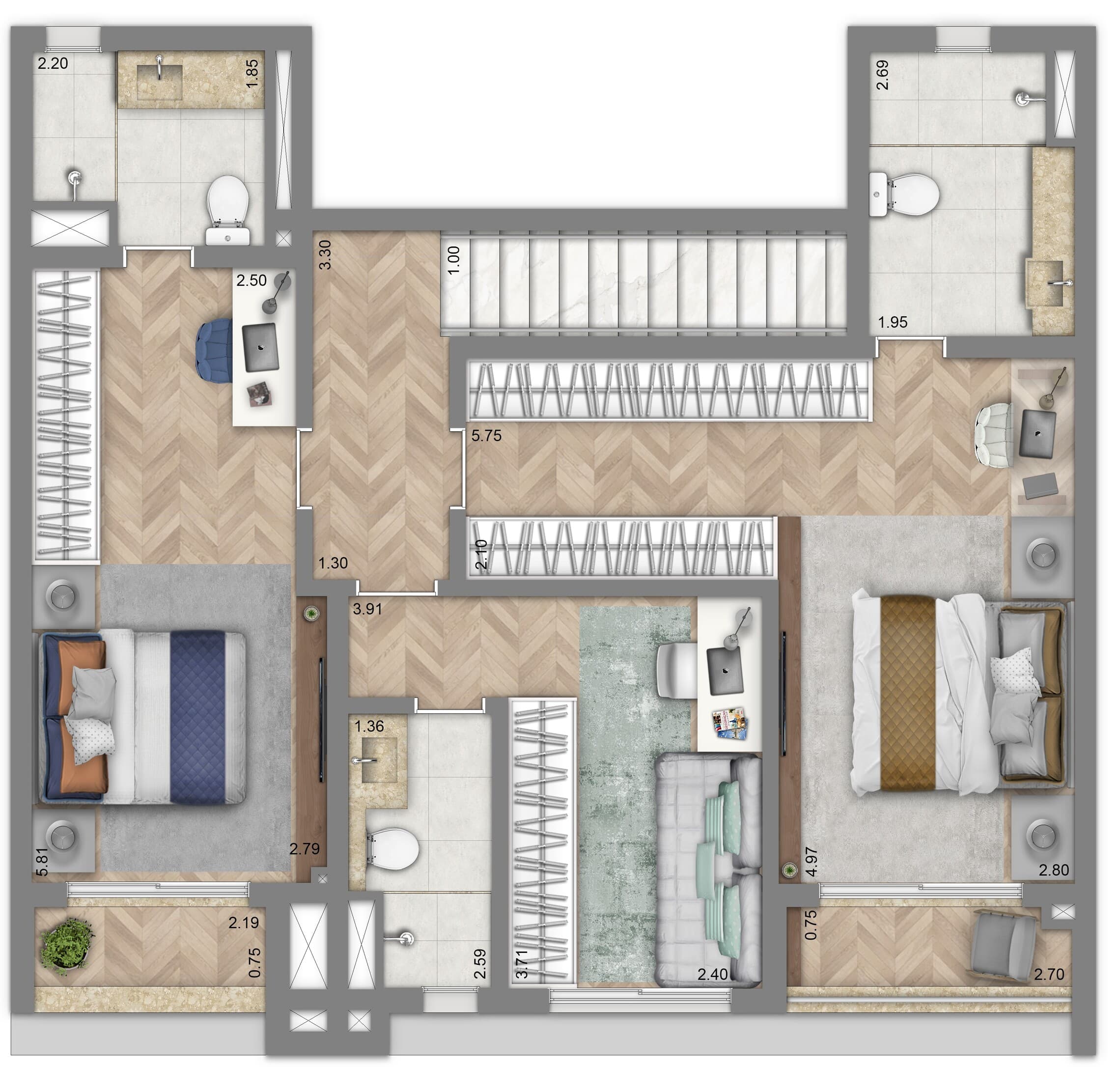 Planta 3 — Living Villaggio Tatuapé Firenze