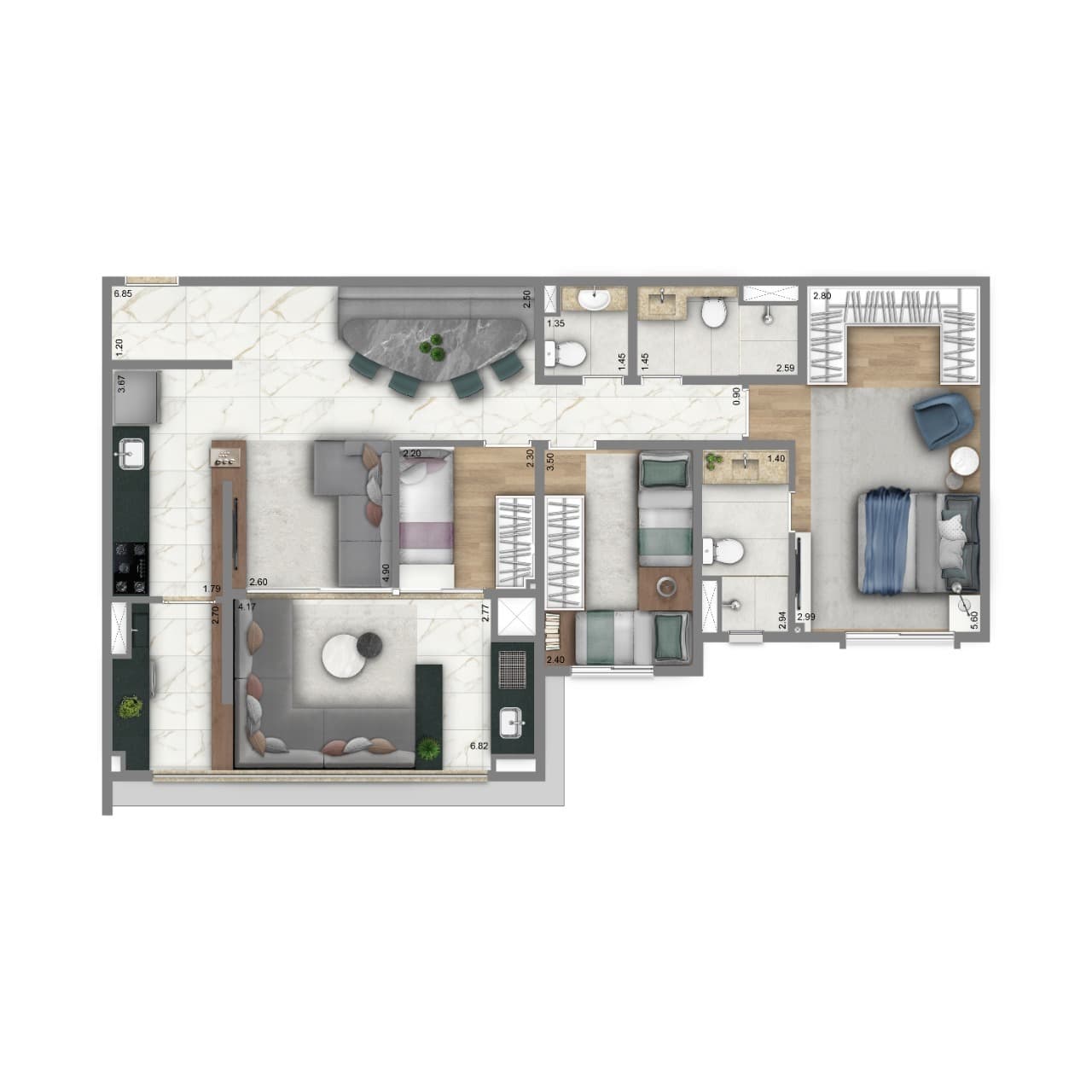 Planta 4 — Living Villaggio Tatuapé Firenze