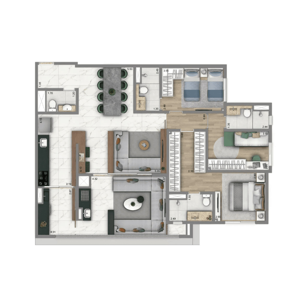 Planta 6 — Living Villaggio Tatuapé Firenze