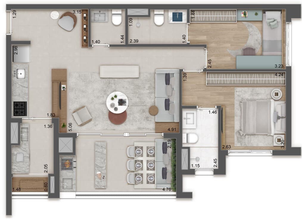Planta 3 — Raízes Premium Mooca - Residencial