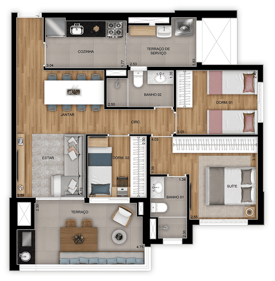 Planta 3 — Varanda Vila Ema