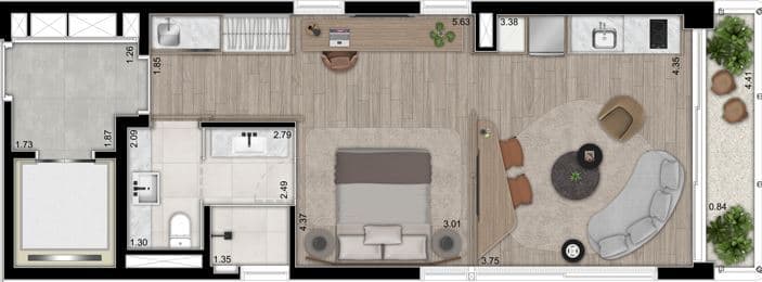 Planta 1 — NOON Small Luxury Apartments - Alto de Pinheiros
