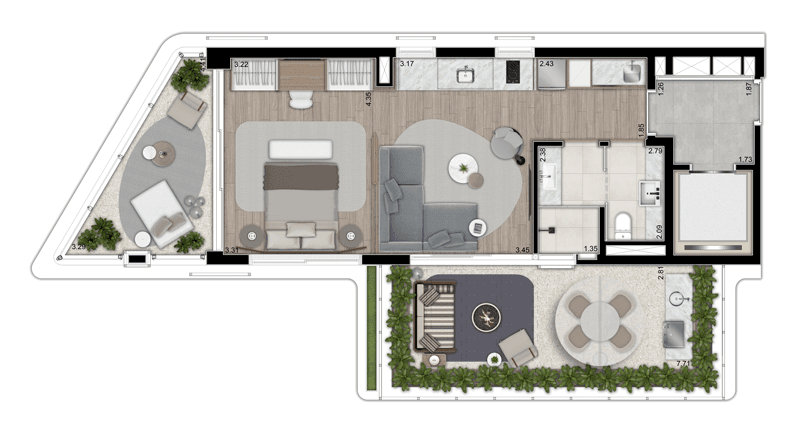 Planta 3 — NOON Small Luxury Apartments - Alto de Pinheiros