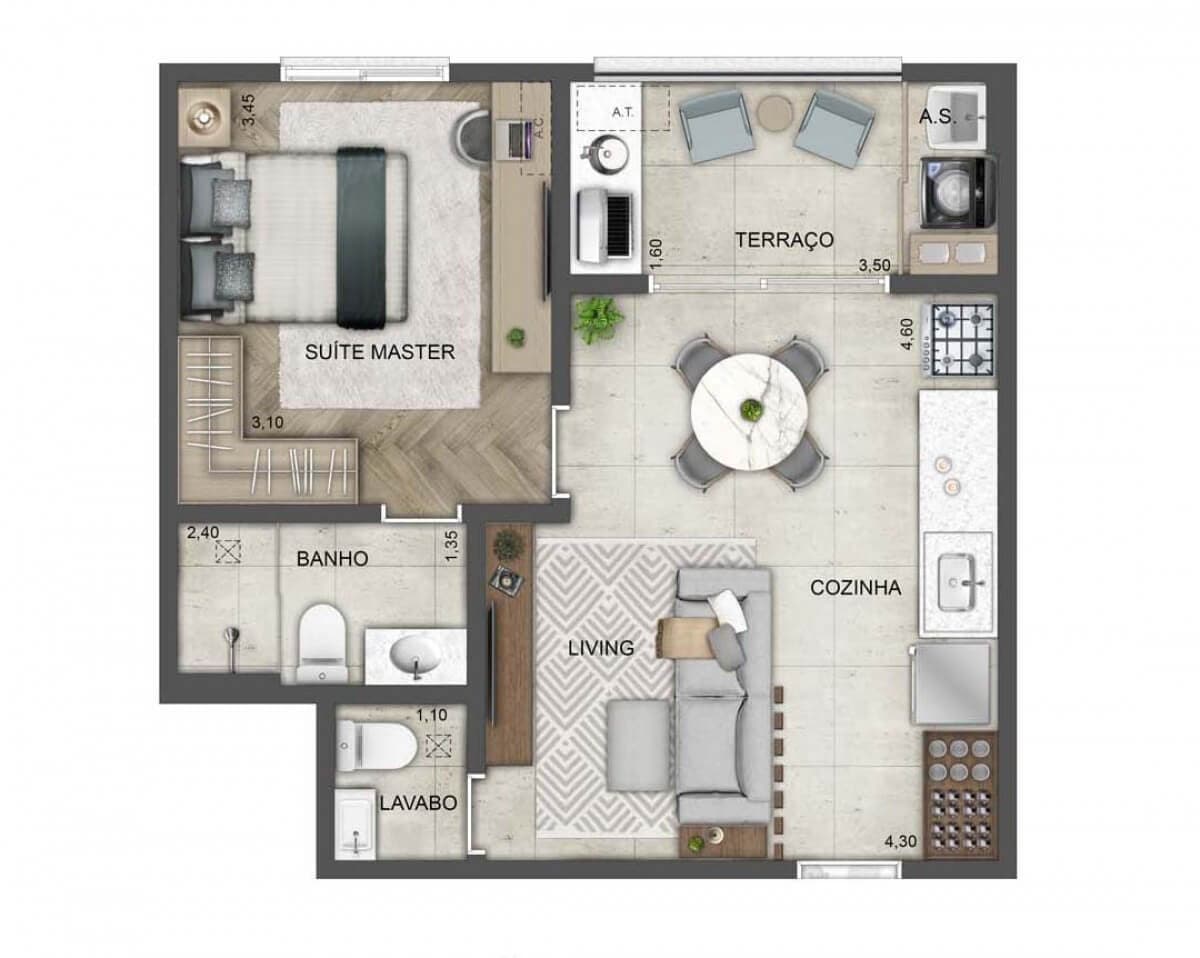 Planta 1 — Blue Home Resort Jockey - Residencial