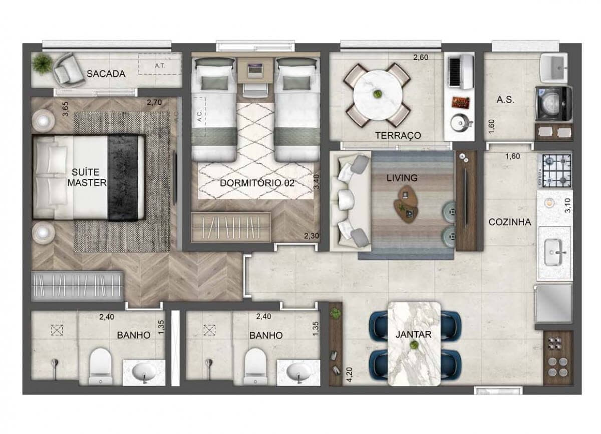 Planta 3 — Blue Home Resort Jockey - Residencial