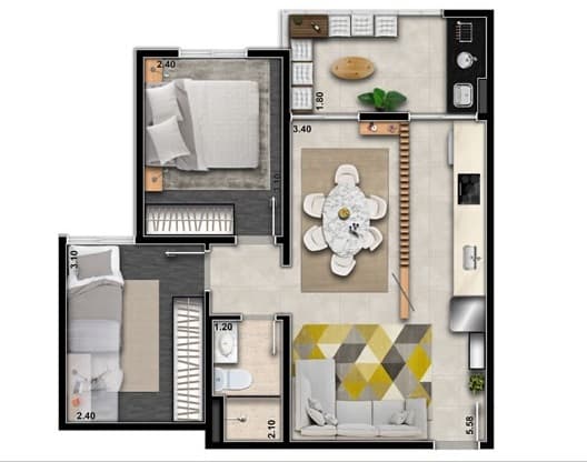 Planta 1 — Station Park Vila Ema - Residencial