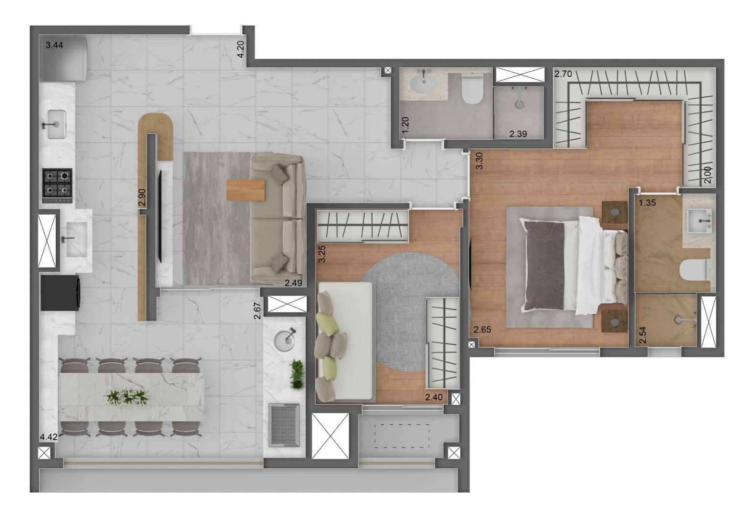Planta 3 — Living Grand Exclusive Freguesia do Ó