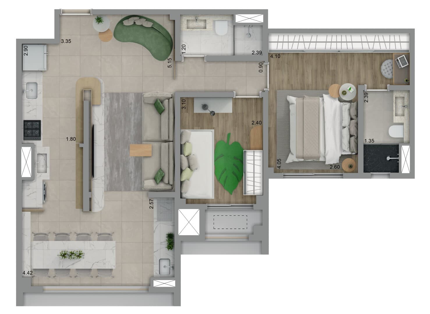 Planta 4 — Living Grand Exclusive Freguesia do Ó