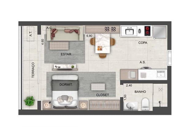 Planta 1 — Ledge Brooklin - NR
