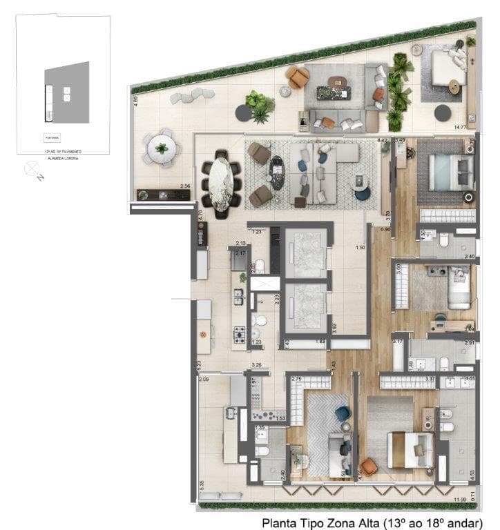 Planta 3 — Facces Jardins by Helbor