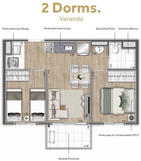 Planta 1 — ClubLine São Judas - Residencial - Fase 2
