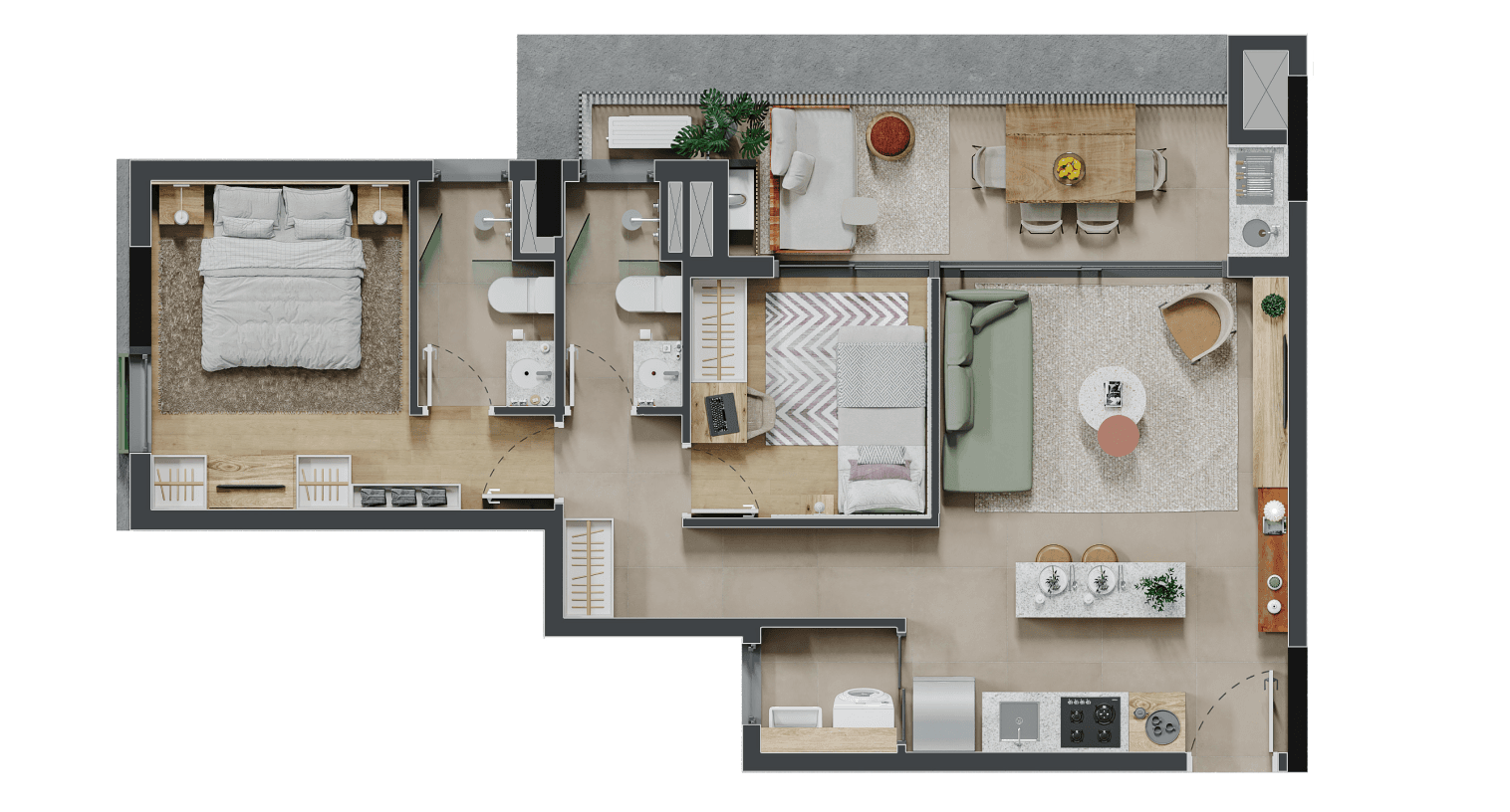 Planta 1 — Nest Vila Ipojuca - Residencial