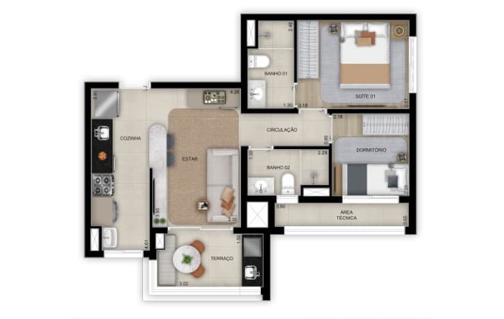 Planta 3 — Grand Club Home Spaces Alto da Boa Vista - Residencial