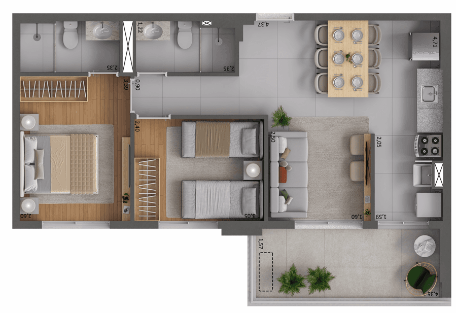 Planta 1 — Near Guarapiranga Oasis - Residencial