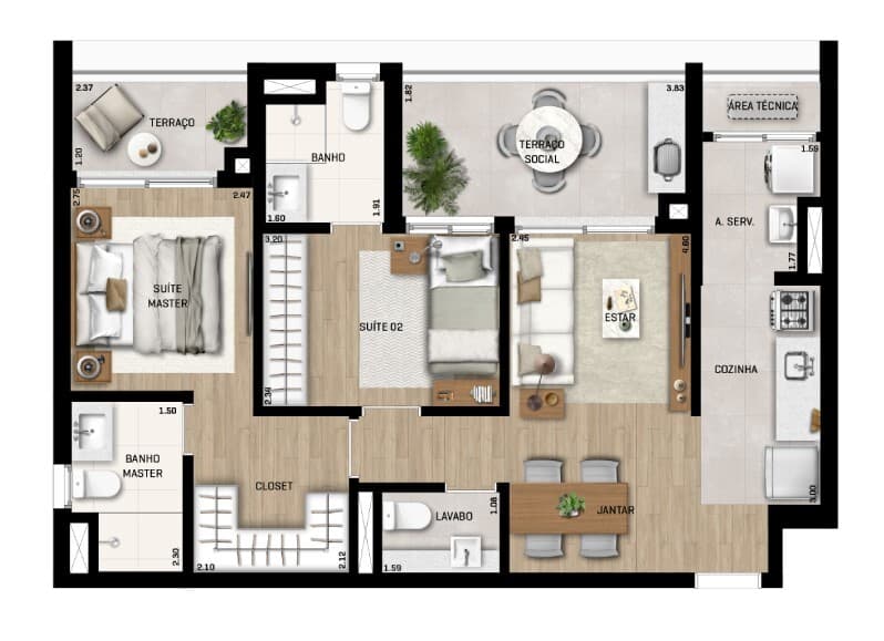 Planta 3 — Mozae Higienópolis