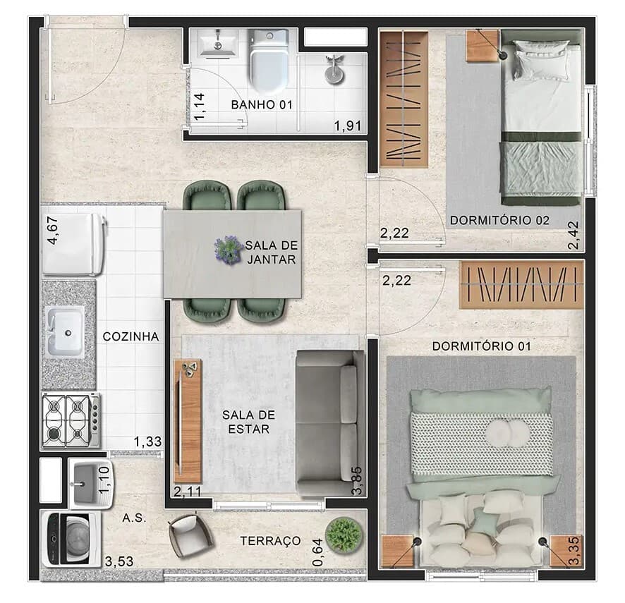 Planta 2 — Vista Parque Chácara Joquey