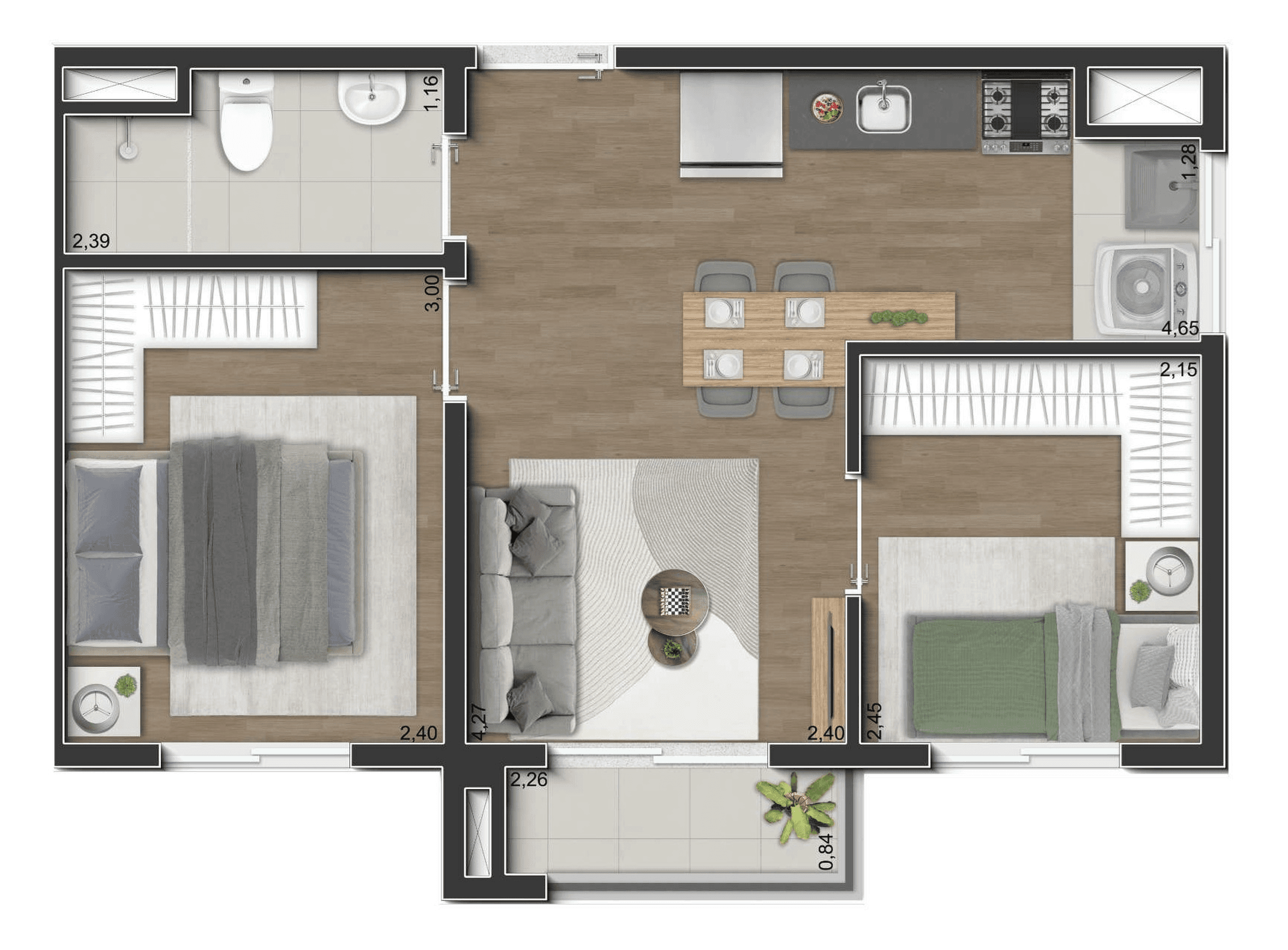 Planta 3 — Miraus Praça Santa Helena - Residencial