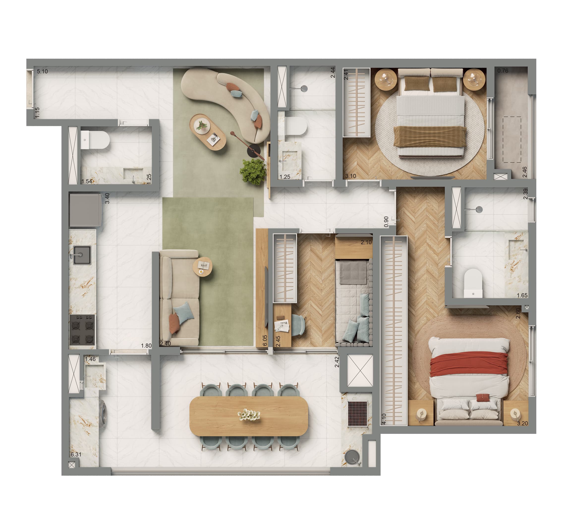 Planta 6 — Living Grand Exclusive Tucuruvi