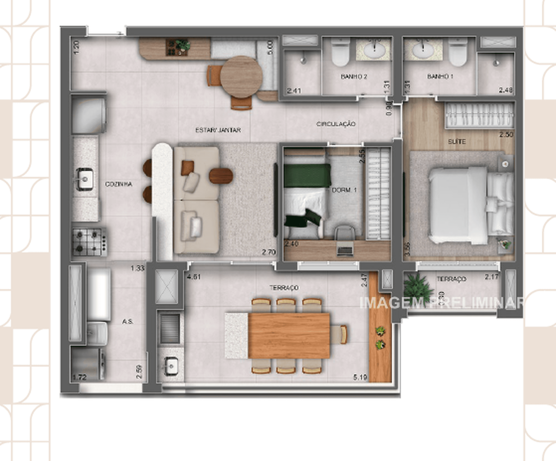 Planta 3 — Parque Diálogo Vila Ema Residences