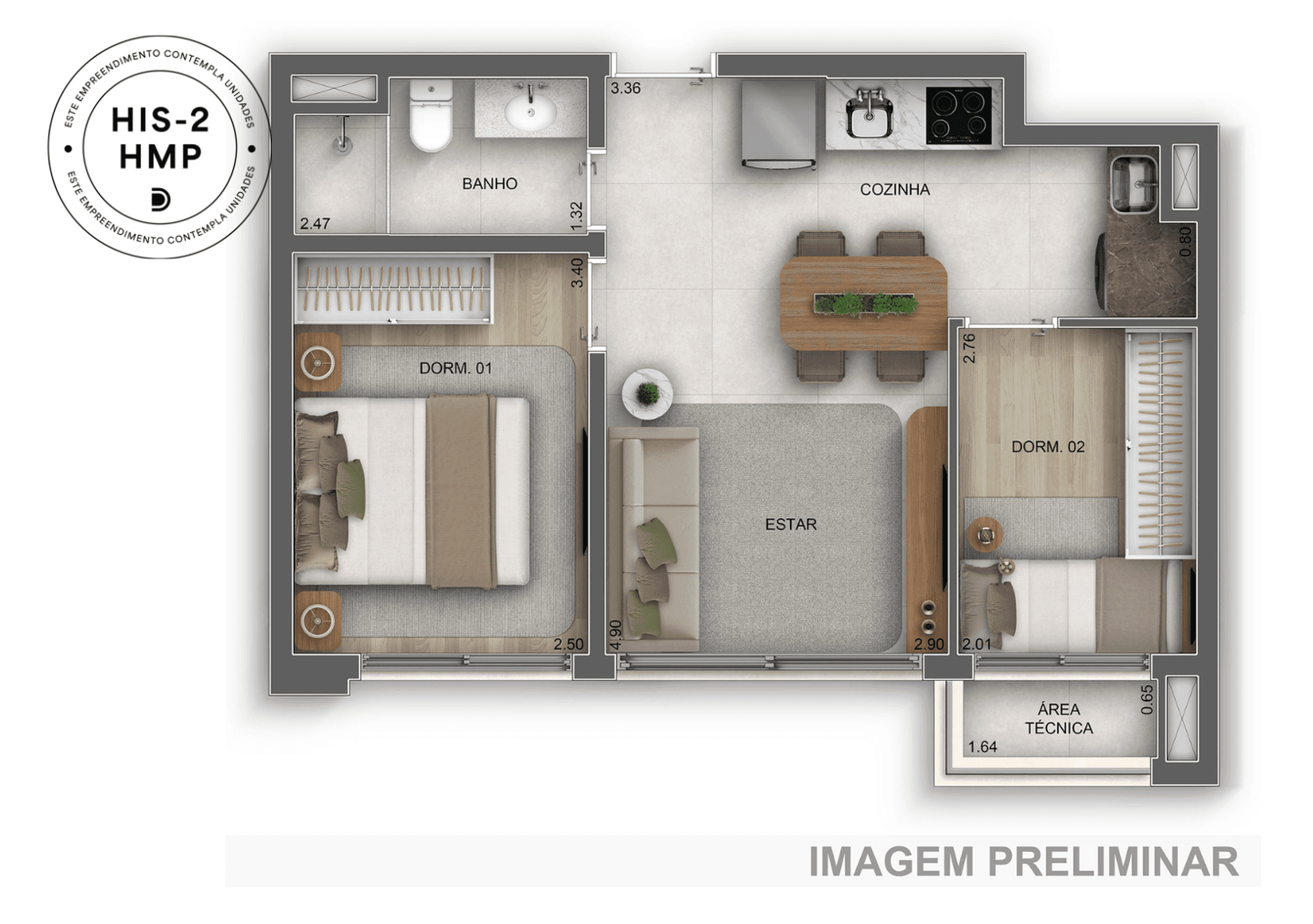Planta 3 — GranDiálogo Parque da Mooca Home Spaces