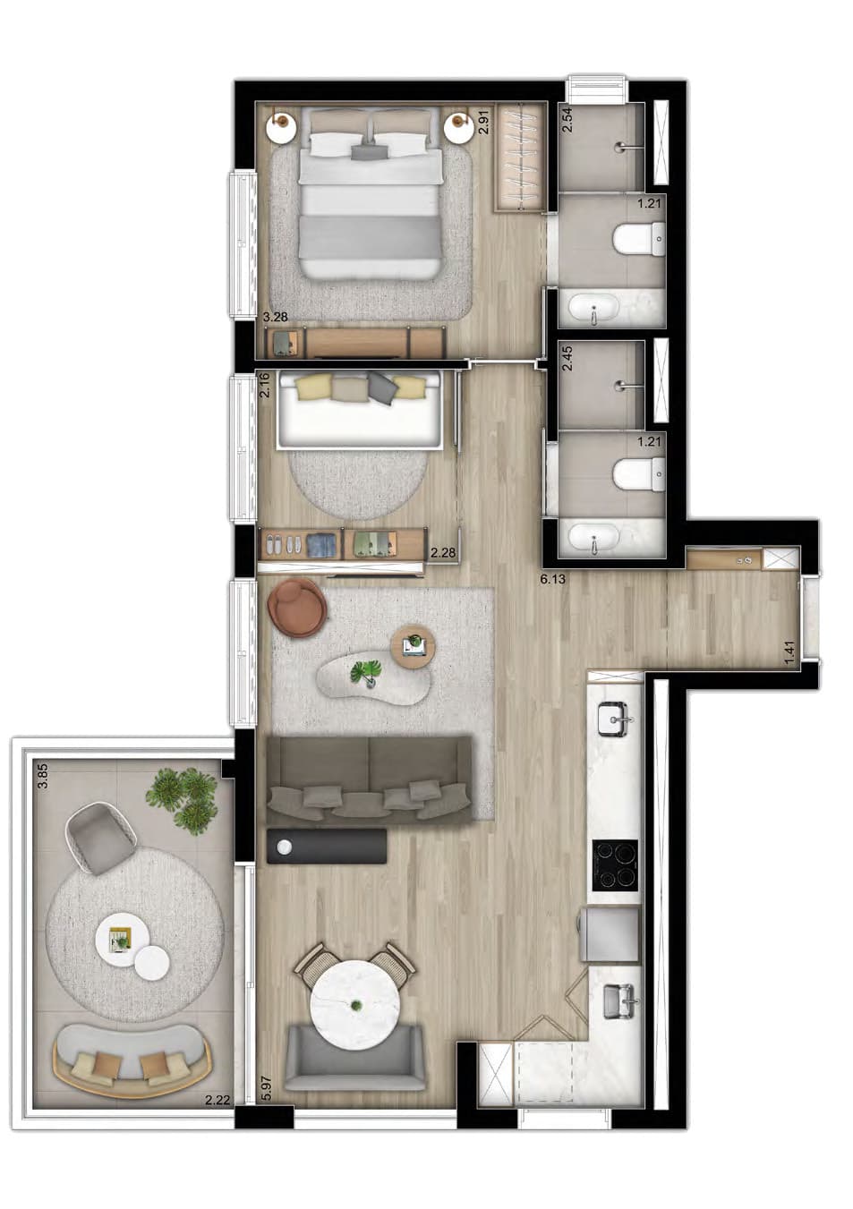 Planta 3 — NOON Small Luxury Apartments - Vila Madalena